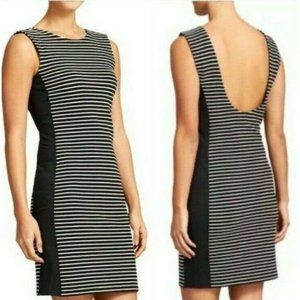 Athleta Black White Stripe Mala Scoop Back Stretch Tank Dress Womens Size XL New